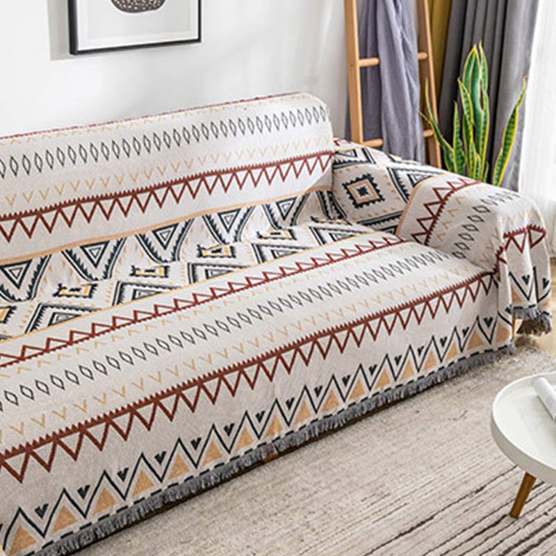 Ownkoti Indian Geometric Blanket Reversible Sofa Cover