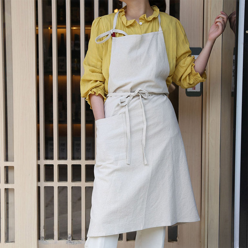 Retro Cotton Linen Kitchen Pocket Aprons