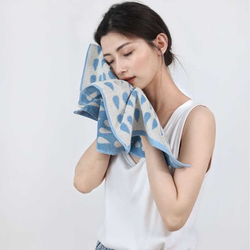 Yarn-dyed Raindrop Print Cotton Soft Towel(3PCS)