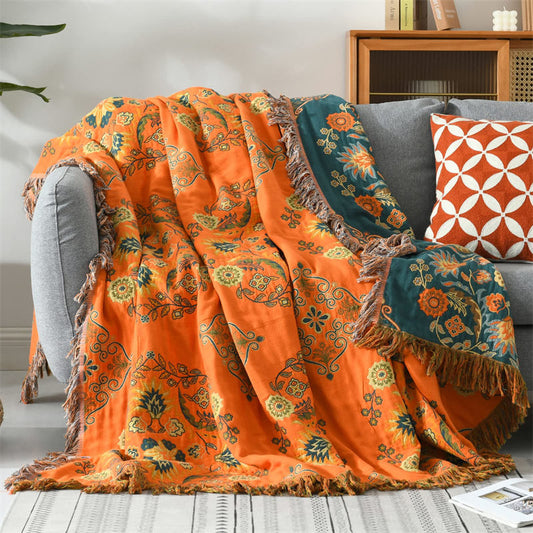 Vintage Throw Blanket Flower Sofa Cover