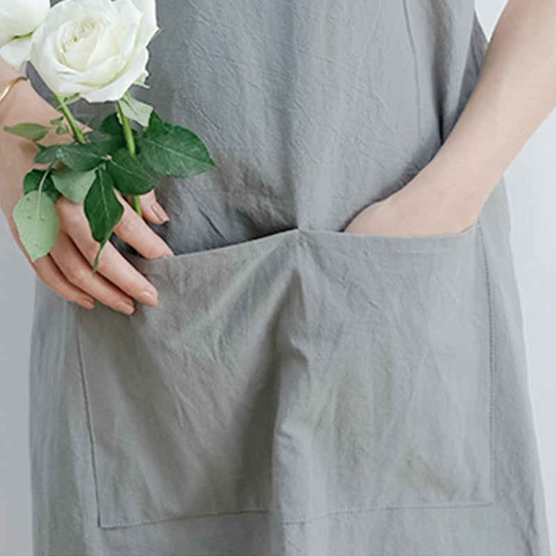 Simple Cotton Pure Color Cross-back Apron