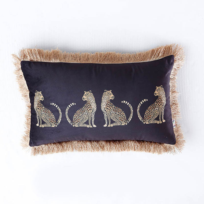 Suede Leopard Tassel Pillowcase & Pillow Core