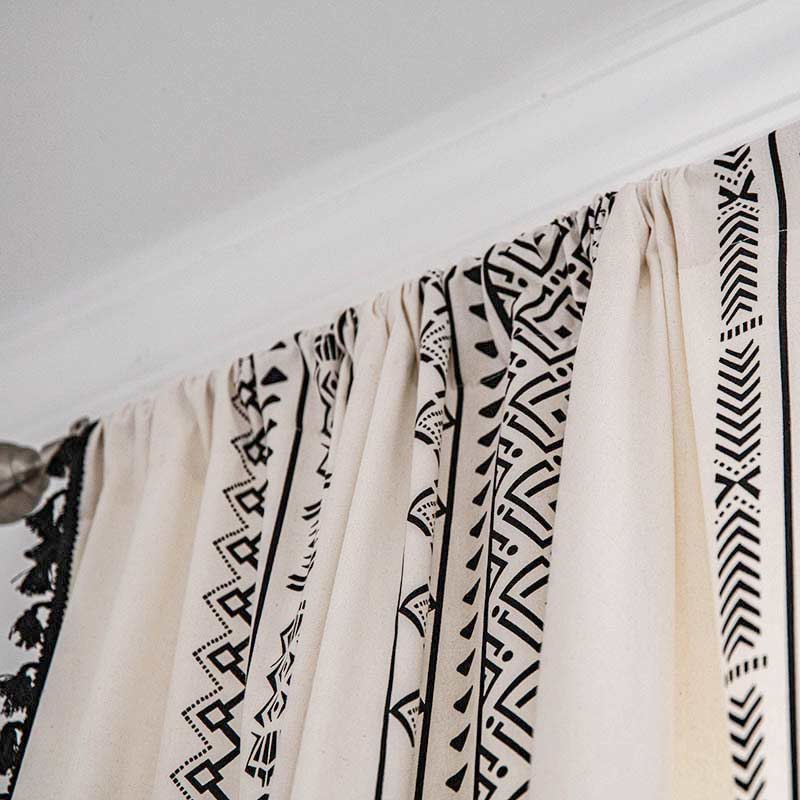 Geometric Tassel Curtain Semi Blackout Drapes