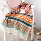 Colorful Striped Soft Tassel Rainbow Blanket