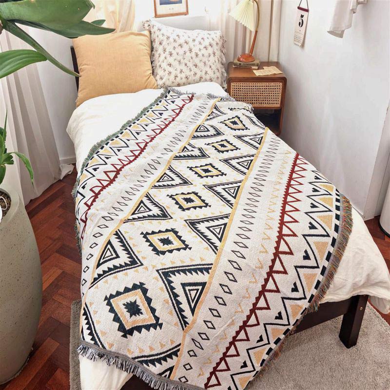 Ownkoti Indian Geometric Blanket Reversible Sofa Cover