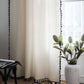 Cotton Linen Beige Curtain with Black Tassel