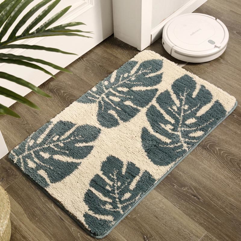 Ownkoti Leaves Print Anti-Slip Bathroom Rug