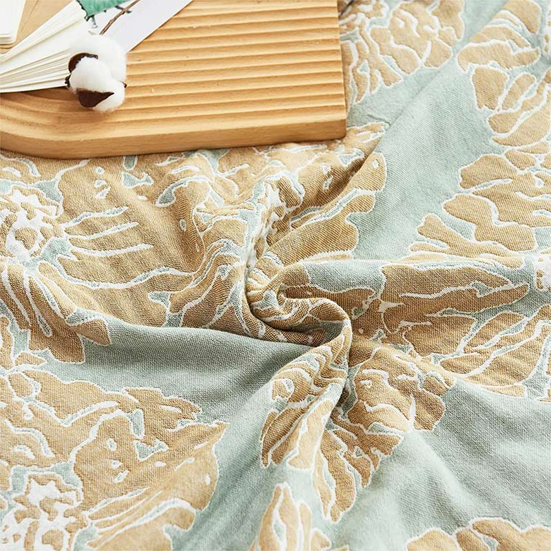 Lightweight Peony Cotton  Reversible Blanket