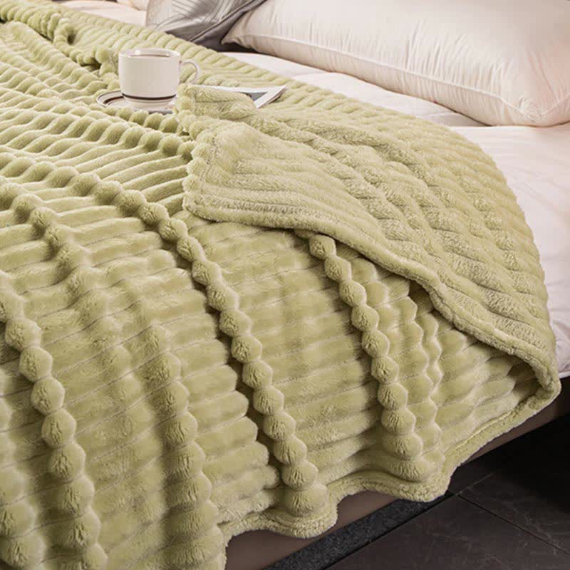 Solid Color Stripe Soft Throw Blanket