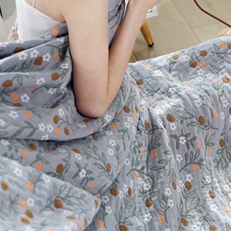 Retro Reversible Coverlet Soft Floral Quilt