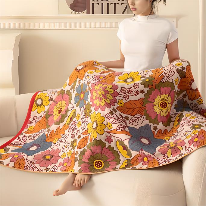 Four Layers Gauze Floral Bath Towel