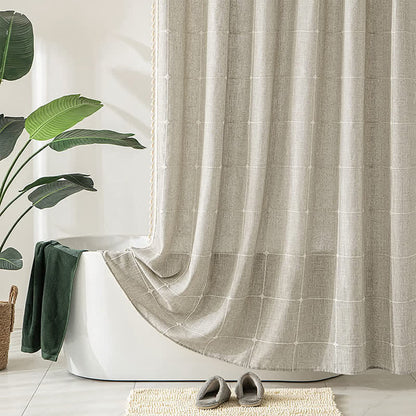 Simple Style Grid Waterproof Shower Curtain