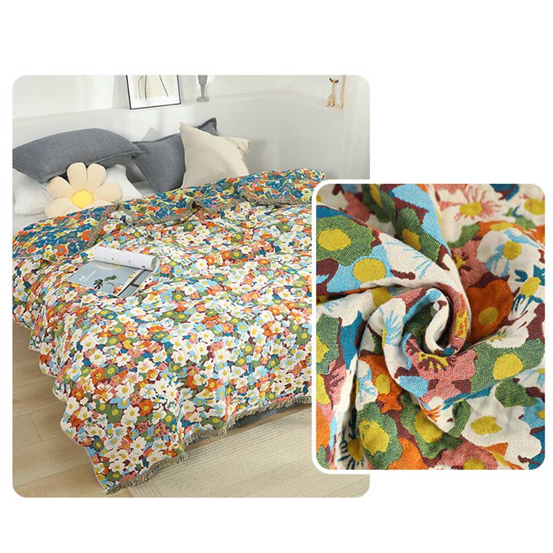 Ownkoti Rustic Flower Reversible Cotton Soft Quilt