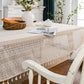 Biege Hollow-Out Tassel Tablecloth