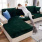 Ownkoti Suede Solid Color Elastic Sectional Sofa Slipcover