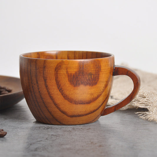 Ownkoti Natural Wooden Tea Cup with Handle (2PCS)