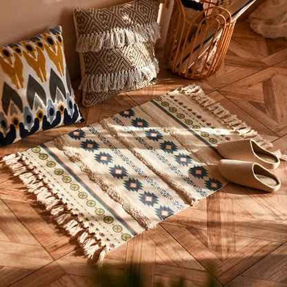 Ownkoti Bohemian Pattern Weave Entryway Tassels Rug