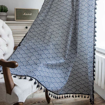 Fish Scale Semi Blockout Tassel Curtain