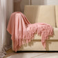 Simple Solid Color Tassel Throw Blanket