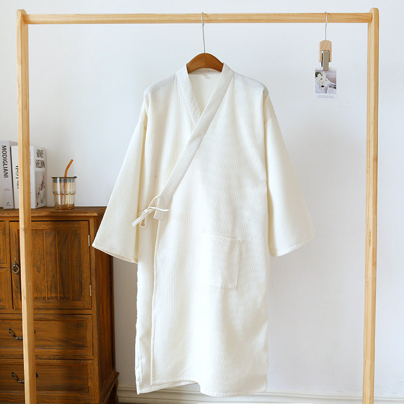 Waffle Solid Color Pure Cotton Bathrobe