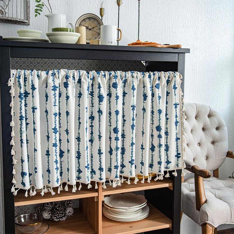 Blue ECG Tassel Cabinet Curtain