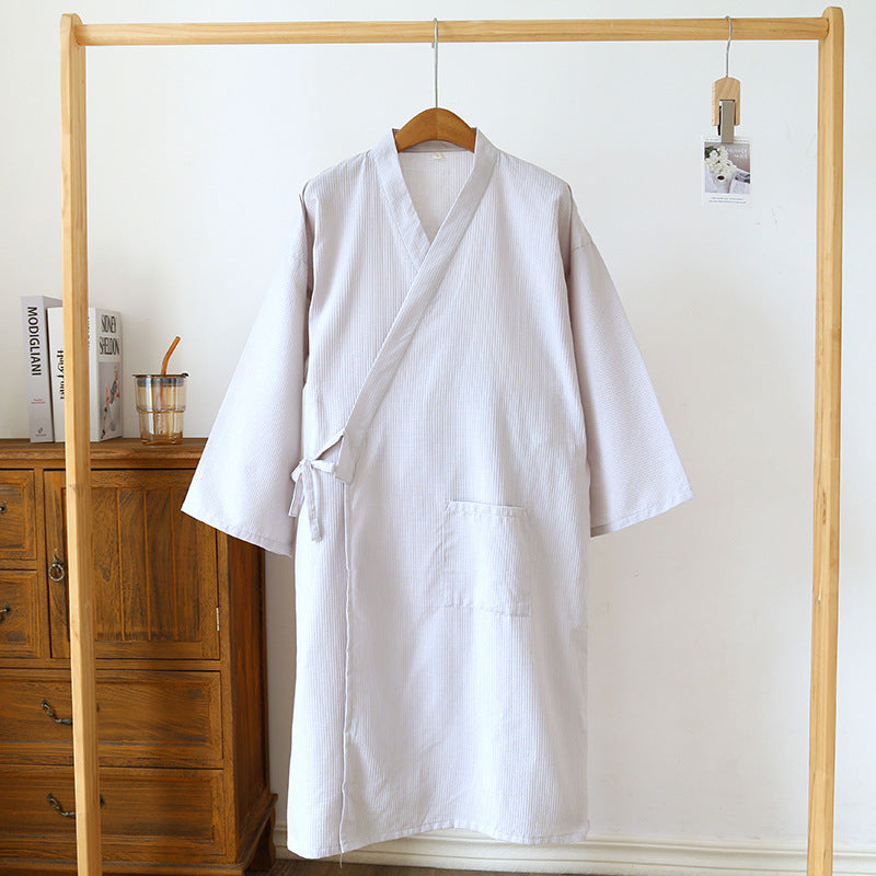 Waffle Solid Color Pure Cotton Bathrobe