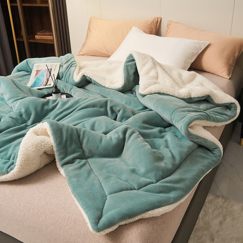 Solid Color Thick Double Velvet Throw Blanket