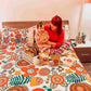 Ownkoti Orange Cartoon Flower Pattern Cotton Quilt