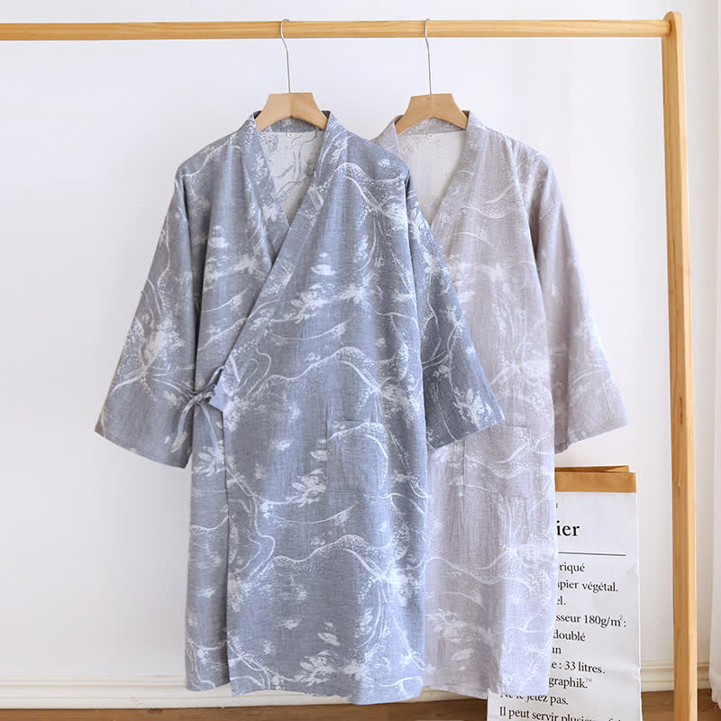 Jacquard Ink Painting Comfy Bathrobe Pajama