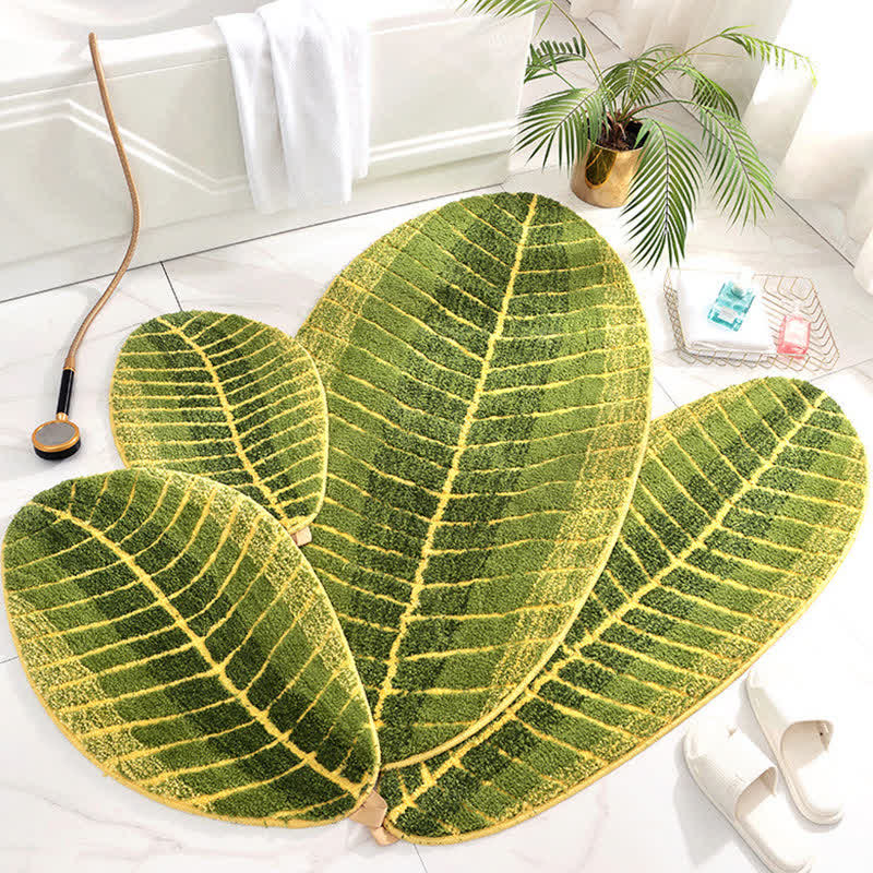 Ownkoti Green Banana Leaf Soft Door Rug