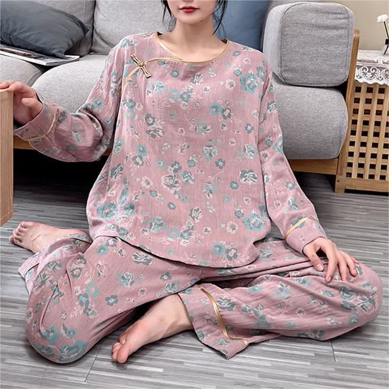 Plus-size Peony Cotton Pajama Set