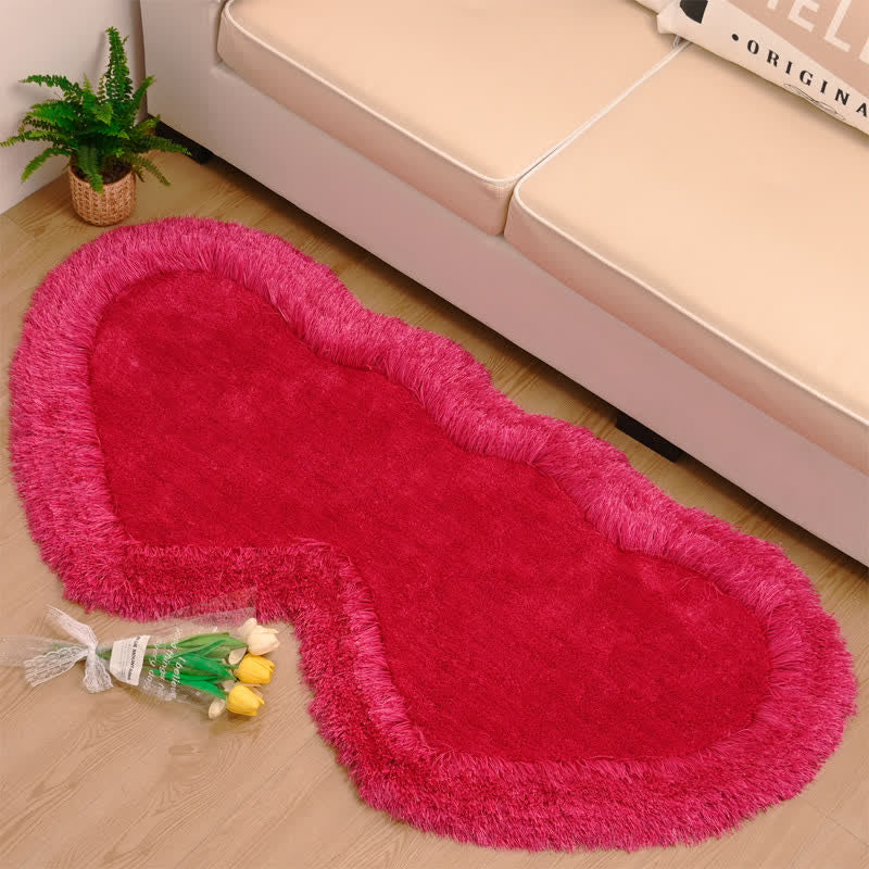 Solid Color Heart Shape Fleece Rug