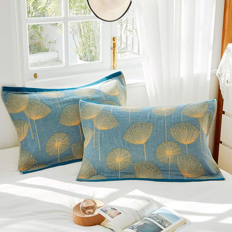 Dandelion Print Cotton Gauze Pillow Towel (2PCS)