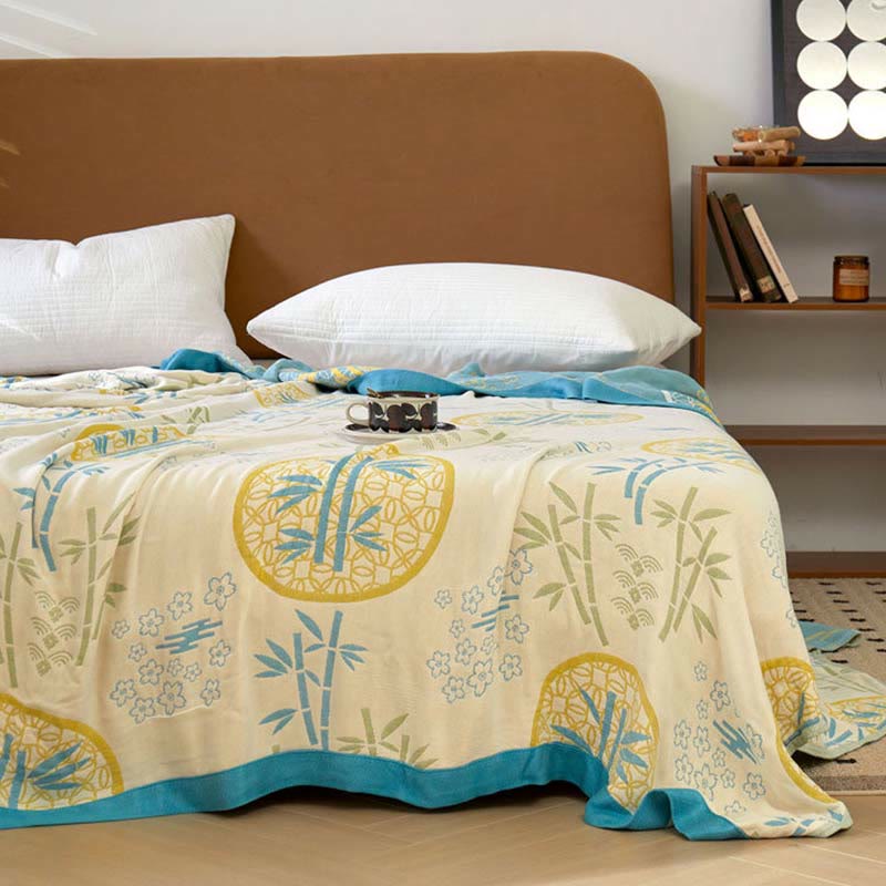 Pastoral Bamboo Flower Soft Reversible Quilt