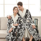 Ownkoti Flower Jacquard Fleece Pajama Long Bathrobe