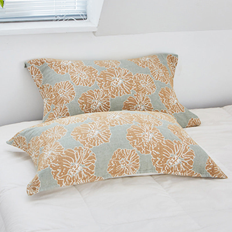 Ownkoti Flower Printed Cotton Decorative Pillow Towel (2PCS)