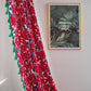 Red Flower Painting Style Light Filtering Curtain