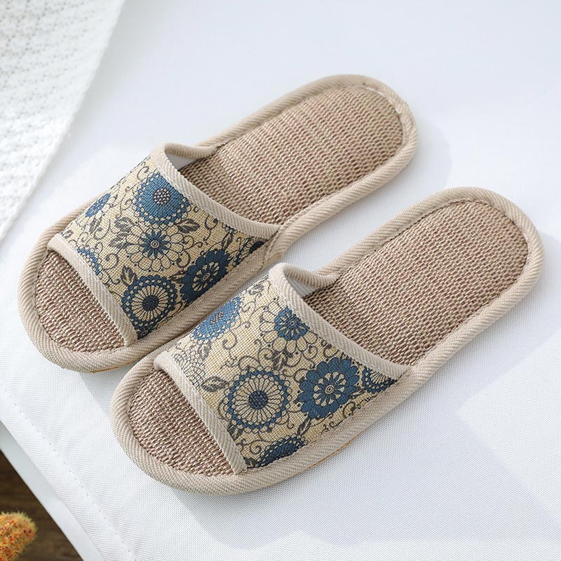 Casual Open Toe Breathable Flax Slippers