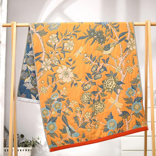 Bright Color Hibiscus Reversible Bath Towel