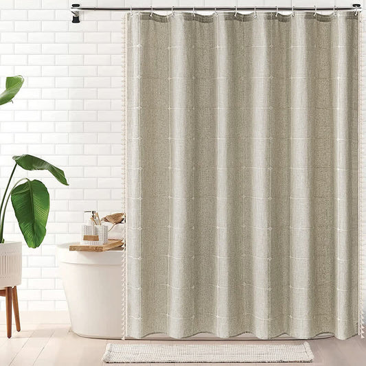 Simple Style Grid Waterproof Shower Curtain