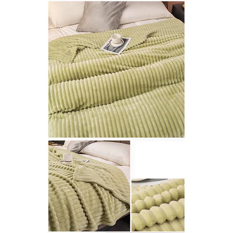 Solid Color Stripe Soft Throw Blanket