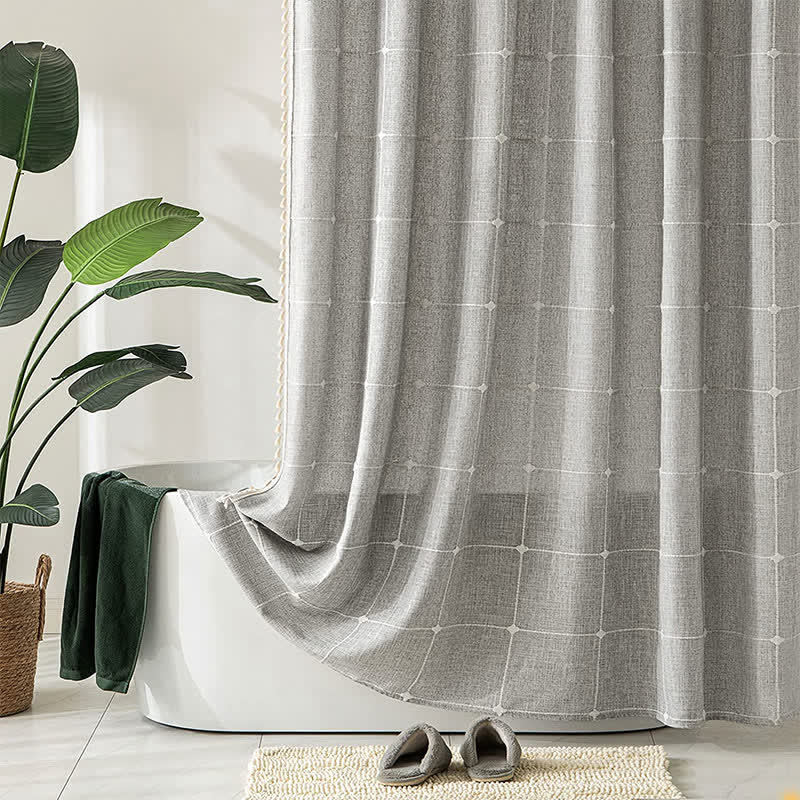 Simple Style Grid Waterproof Shower Curtain