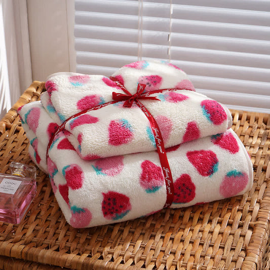 Strawberry Bathroom Towel Beach Towel Set (2PCS)