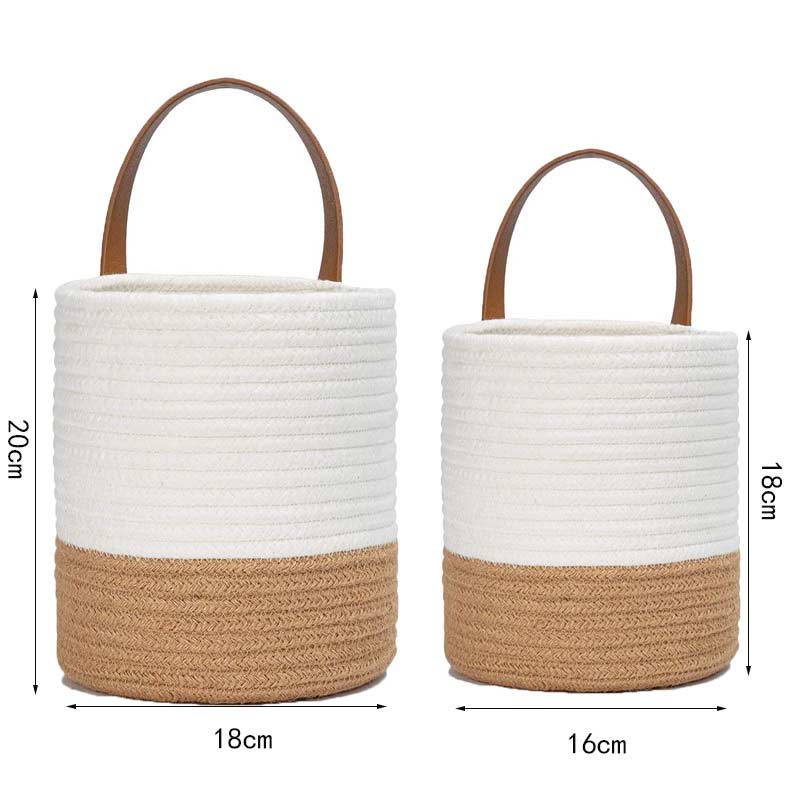 Ownkoti Cotton Wall Hanging Baskets Plant Flower Pot with Handle (2PCS)