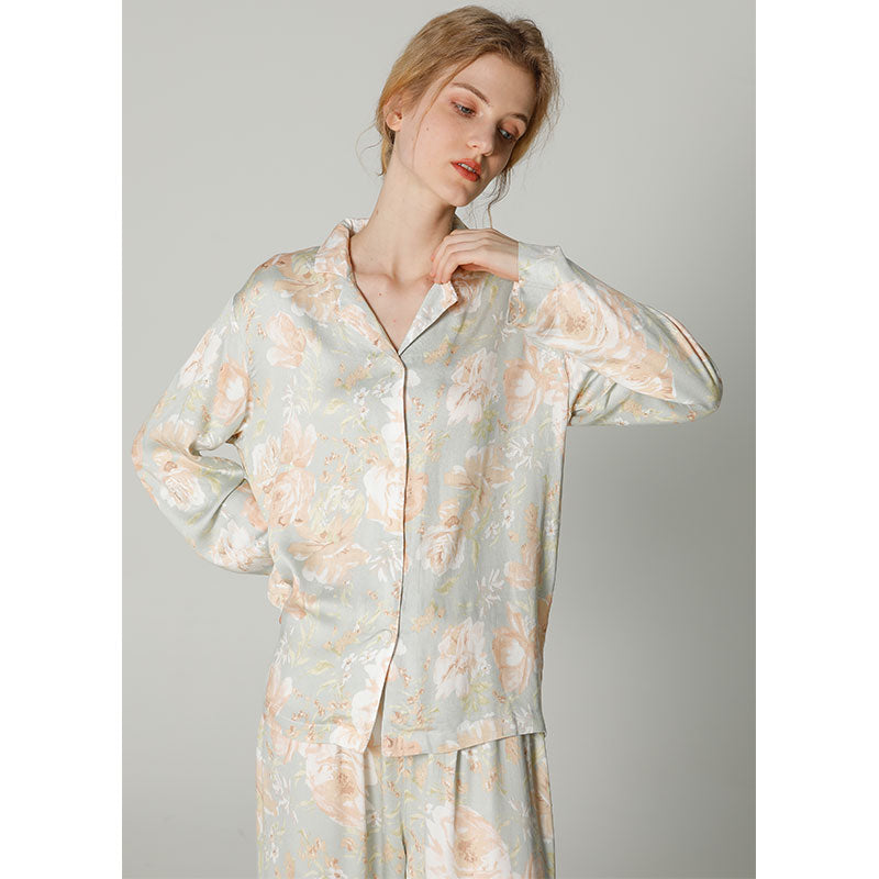 Ownkoti Vintage Floral Long Sleeve V-Neck Loungewear