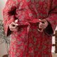 Plum Bossom Cotton Bathrobe With Tie