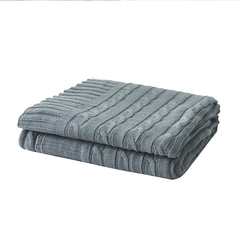 Ownkoti Solid Color Cotton Sofa Knit Blanket