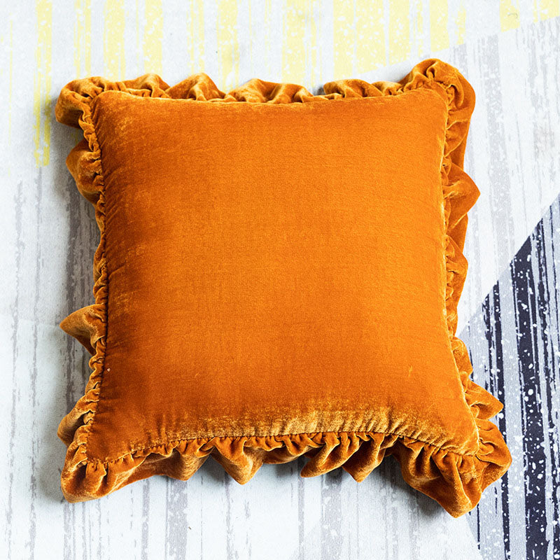 Suede Solid Color Pillowcase with Ruffled