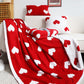 Heart Print Reversible Throw Blanket