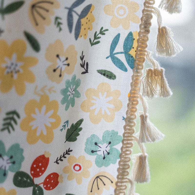 Yellow Flower Tassel Light Filtering Curtain